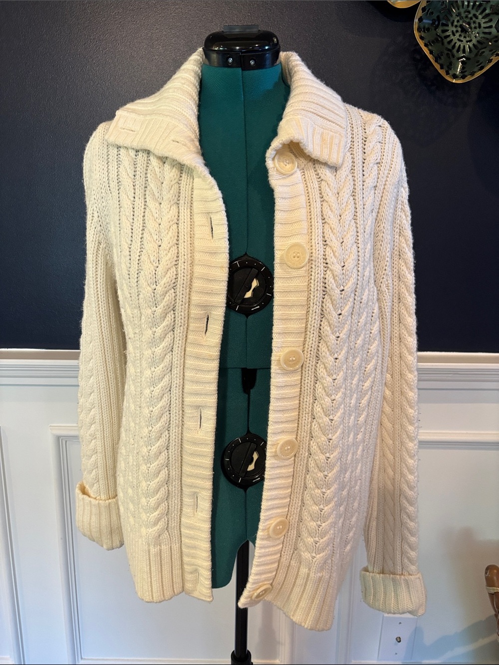 St. John's Bay Cream Cable-Knit Button Cardigan